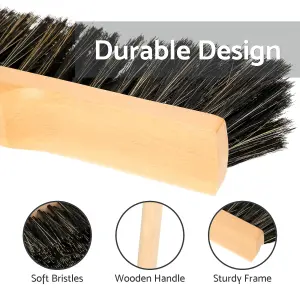 Indoor Broom Soft Bristle Sweeping Brush - Flexible Nylon & Natural Bristles, 120cm Wooden Handle (35cm / 14")