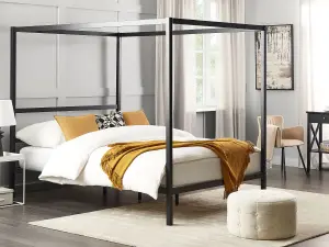 Metal EU King Size Canopy Bed Black LESTARDS