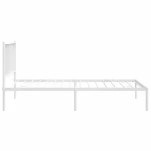 Berkfield Metal Bed Frame with Headboard White 90x190 cm 3FT Single