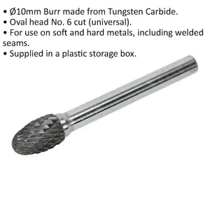 Premium 10mm Tungsten Carbide Rotary Burr Bit for Engraving and Milling