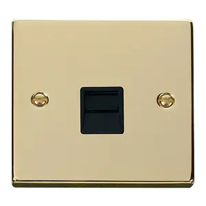 Polished Brass Master Telephone Single Socket - Black Trim - SE Home