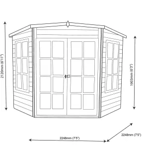 Shire Hampton 8x8 ft & 2 windows Pent Wooden Summer house - Assembly service included