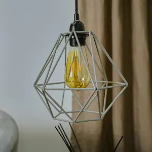 ValueLights Diablo Modern Geometric Grey Metal Cage Ceiling Pendant Light Shade