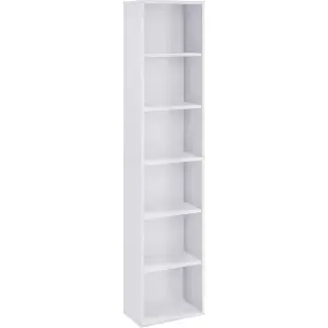 VASAGLE Bookcase, Bookshelf with 6 Shelves, Shelving Rack, for Living Room, Study, Office, Bedroom, Modern Style, Cloud White