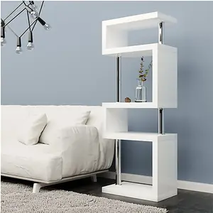 Miami High Gloss Slim Shelving Unit In White