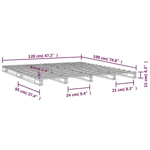 Berkfield Pallet Bed White 120x190 cm Small Double Wood Pine