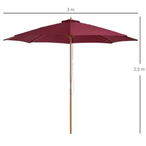 Lakewood 300cm Market Parasol Red