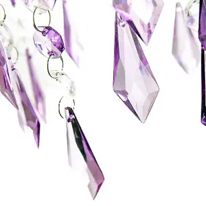 Modern Waterfall Design Pendant Shade with Clear/Purple Acrylic Drops and Beads