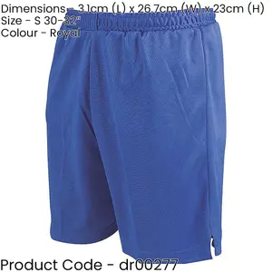 S - ROYAL BLUE Adult Soft Touch Elasticated Training Shorts Bottoms Football Gym