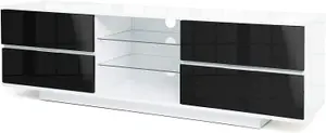 Centurion Supports Avitus Gloss White with 4-Black Drawers and 2-Shelves up to 65" Flat Screen TV Stand