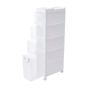 105cm H Plastic 4-Tier Slim Cabinet Storage Drawer Organizer Cart