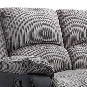 Postana Manual High Back Jumbo Cord Fabric Recliner 2 Seater Sofa (Grey)