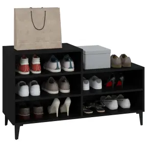 Berkfield Shoe Cabinet Black 102x36x60 cm Engineered Wood