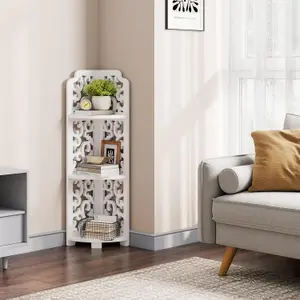 White Corner Shelves Free Standing Shelf Floor Storage Unit for Bathroom, Living Room, Bedroom, Kitchen