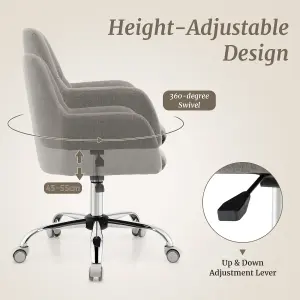 Costway Height Adjustable Office Desk Chair 360 Degree Swivel Task Chair Rolling Accent Chair