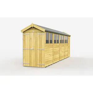 DIY Sheds 4x19 Apex Shed - Double Door With Windows