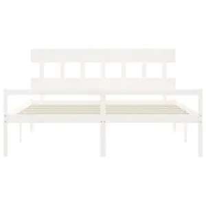 Berkfield Bed Frame with Headboard White Super King Size Solid Wood