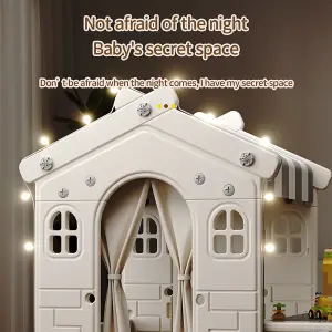 Plastic Playhouse for Kids Outdoor Garden Pretend Play Games with Curtain Suitable for ages 2 to 4