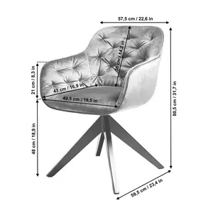 Kensington Upholstered Dining Chair Grey Velvet