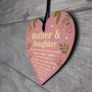 Red Ocean Mother And Daughter Gift Wooden Heart Birthday Mothers Day Gift For Mum Mummy Novelty Plaque