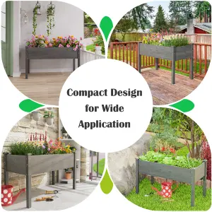 Costway Raised Garden Bed Wooden Herb Growing Planter Vegetable Flower Elevated Plant Container w/ Drainage Holes