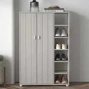 GFW Bideford Tall Shoe Cabinet Warm Grey Oak