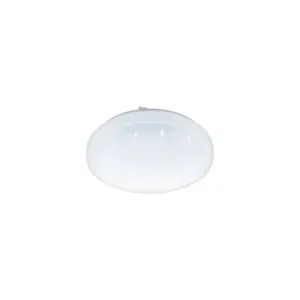 EGLO Frania-S Round White Metal And Plastic With Crystal Effect Integrated LED Flush Light, (D) 28cm