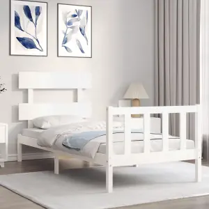 Berkfield Bed Frame with Headboard White 90x200 cm Solid Wood