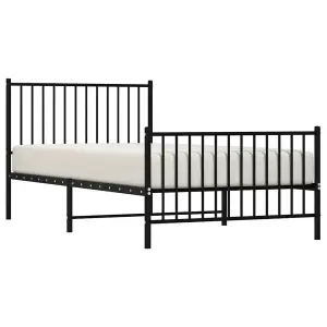 Berkfield Metal Bed Frame with Headboard and Footboard Black 100x200 cm