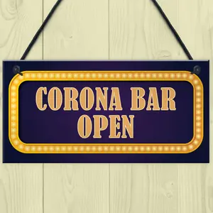 Home Bar Man Cave Pub Sign CORONA BAR OPEN Neon Effect Plaque Gift