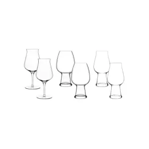 Luigi Bormioli Birrateque Clear Round Crystal Dishwasher Safe Modern Pint Glasses Set Pack of 6