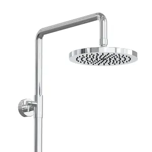 Rinse Bathrooms Thermostat Shower System, Round Twin Head Thermostatic Shower Mixer Set with 8" Rainfall Shower Head