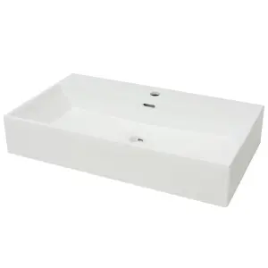 Berkfield Basin with Faucet Hole Ceramic White 76x42.5x14.5 cm