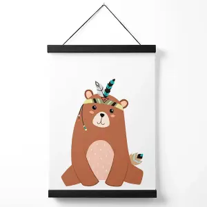 Sitting Bear Tribal Animal Medium Poster with Black Hanger