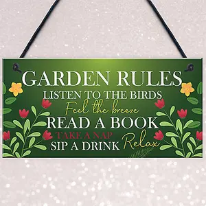 Garden Sign Summer House Decking Plaque Shed Sign Garden Rules Sign Home Gift