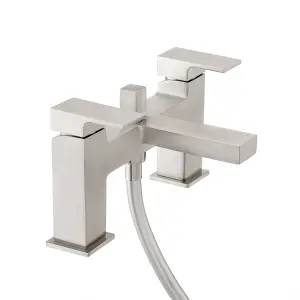 ENKI Athena Brushed Nickel Square Solid Brass Shower Mixer Tap Filler BT0208