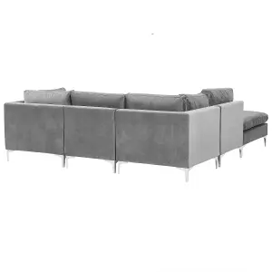 Corner Sofa with Ottoman EVJA Grey Velvet Right Hand