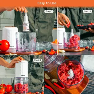 Geepas 400W Mini Food Processor, 500ML Food Chopper, 4 Bi-Level Stainless-Steel Double Blades for Blending & Chopping