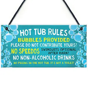 Red Ocean Hot Tub Rules Sign Funny Hot Tub Sign For Garden Hot Tub Accessories Gift For Women Men Garden Signs