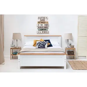 Aubrey Solid Wood Low Profile Bed Frame with Mattress White / 23cm King Spring / Double (4'6)