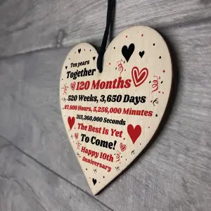 10th Anniversary Gift Husband Wife Wedding Ten Years Mr Mrs Gift Wood Heart