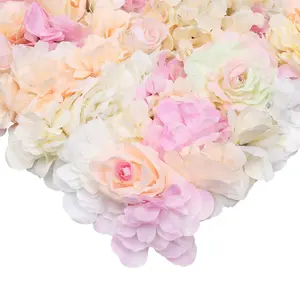 Artificial Flower Wall Backdrop Panel, 60cm x 40cm, Peach, Pink & Ivory