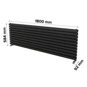 Ximax Champion Duplex FORDH5841800A Anthracite Gas Horizontal Designer Radiator, (W)1800mm x (H)584mm