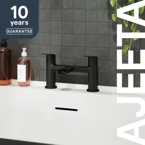 GoodHome Ajeeta Matt Black Deck-mounted Manual Single Bath Filler Tap