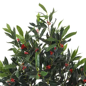 Artificial Plant 4 Branches Fake Olive Tree Home Decorative in Black Plastic Pot H120 cm