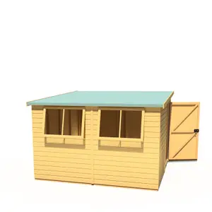 Shire Norfolk Workshop Pent Shed 10x10 Double Door 12mm Shiplap Style B