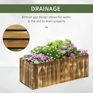 Outsunny 70L Wooden Rectangle Garden Flower Raised Bed Pot 80L x 33W x 30H cm