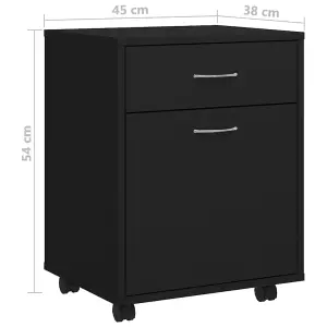 Berkfield Rolling Cabinet Black 45x38x54 cm Engineered Wood