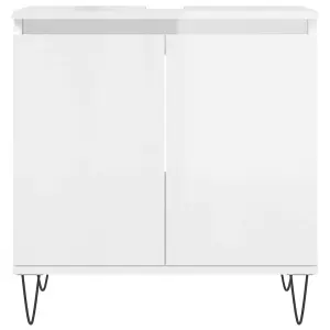 Berkfield Bathroom Cabinet High Gloss White 58x33x60 cm Engineered Wood