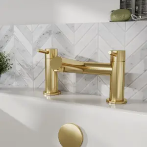 Minimalist Deck Mounted Bath Filler Tap - Brushed Brass - Balterley